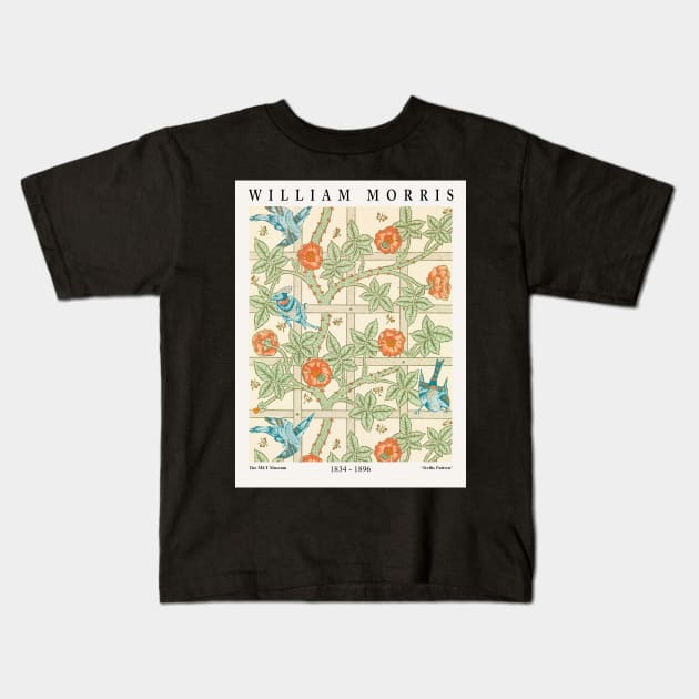 William Morris Trellis Textile Pattern Kids T-Shirt by VanillaArt